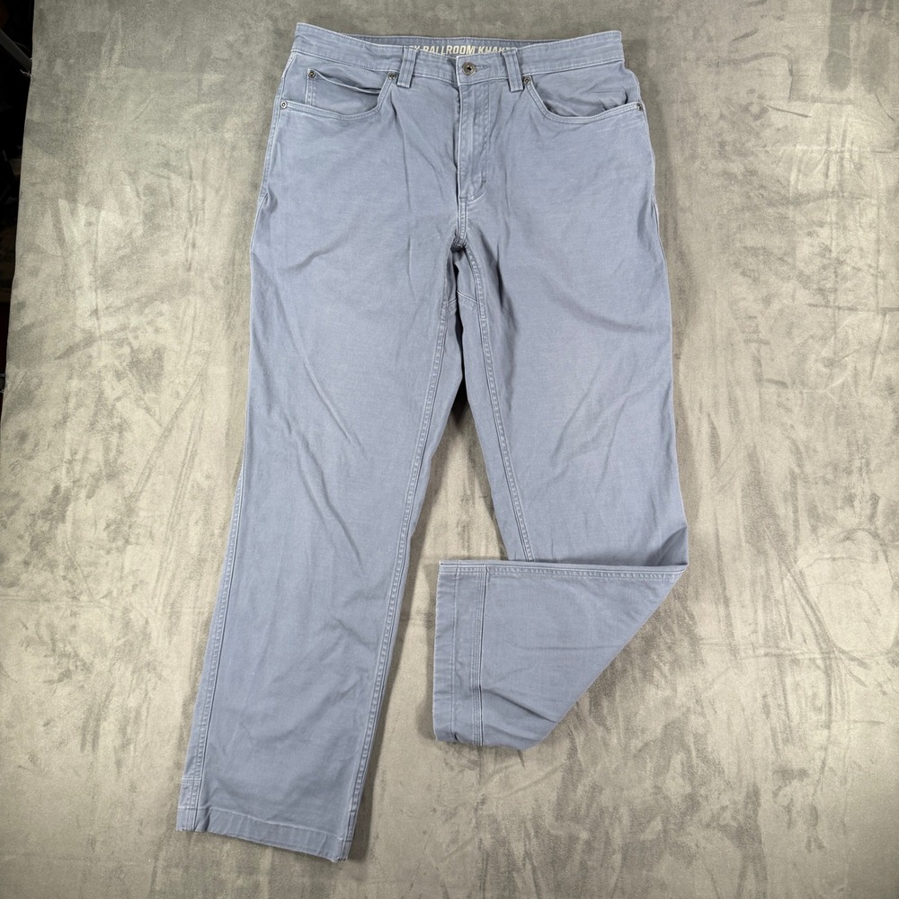 Duluth Trading Co Flex Ballroom Khakis Gray Work Pants Mens 34x32